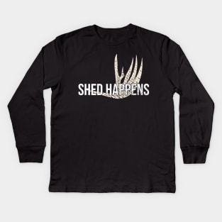 Shed Happens Hunting Deer antler Kids Long Sleeve T-Shirt